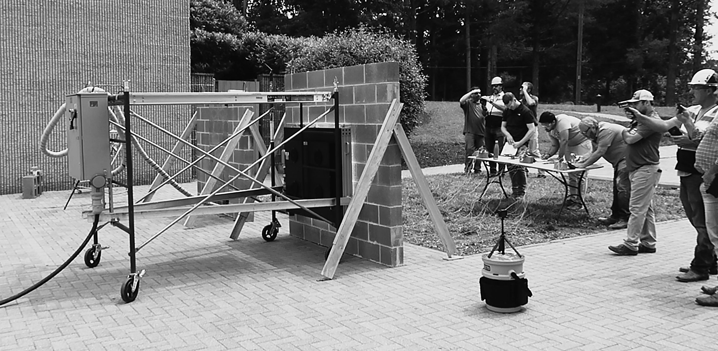 NCMA laboratory rig — the masonry authority's own test protocol in progress